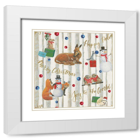 Christmas Critters Bright Pattern IVB White Modern Wood Framed Art Print with Double Matting by Adams, Emily