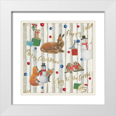 Christmas Critters Bright Pattern IVB White Modern Wood Framed Art Print with Double Matting by Adams, Emily