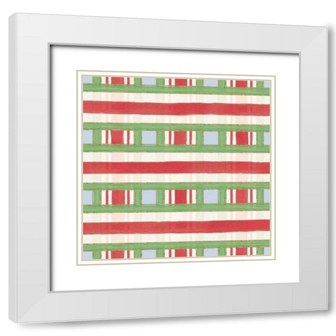 Christmas Critters Bright Pattern VIA White Modern Wood Framed Art Print with Double Matting by Adams, Emily