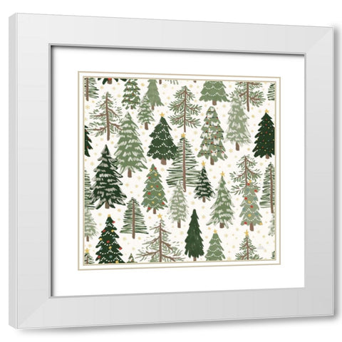 Christmas Village Pattern XII White Modern Wood Framed Art Print with Double Matting by Marshall, Laura