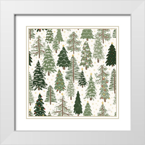 Christmas Village Pattern XII White Modern Wood Framed Art Print with Double Matting by Marshall, Laura