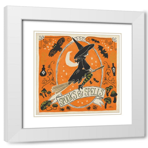 Stay Creepy II Orange White Modern Wood Framed Art Print with Double Matting by Penner, Janelle