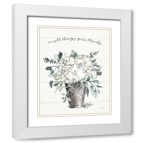 Modern Farmhouse V Give Thanks White Modern Wood Framed Art Print with Double Matting by Tavoletti, Anne