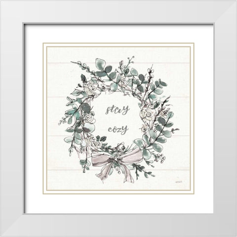 Modern Farmhouse VII Stay Cozy White Modern Wood Framed Art Print with Double Matting by Tavoletti, Anne