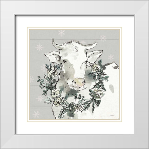 Modern Farmhouse XII Snowflakes White Modern Wood Framed Art Print with Double Matting by Tavoletti, Anne