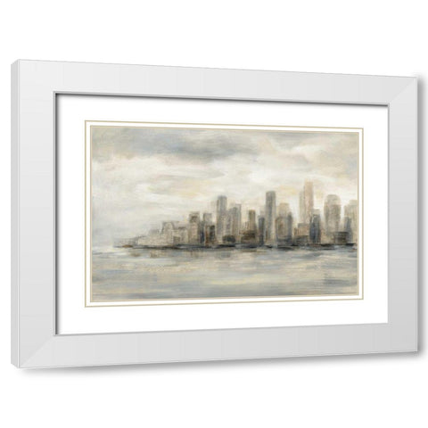Manhattan Low Clouds White Modern Wood Framed Art Print with Double Matting by Vassileva, Silvia