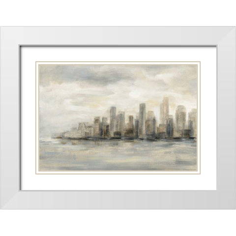 Manhattan Low Clouds White Modern Wood Framed Art Print with Double Matting by Vassileva, Silvia