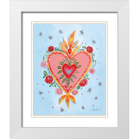 Fridas Heart III White Modern Wood Framed Art Print with Double Matting by Zaman, Farida