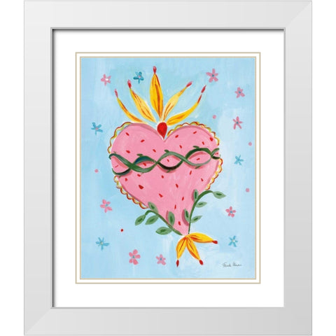Fridas Heart IV White Modern Wood Framed Art Print with Double Matting by Zaman, Farida