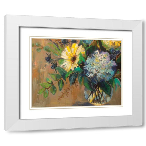 Glass Floral White Modern Wood Framed Art Print with Double Matting by Vertentes, Jeanette