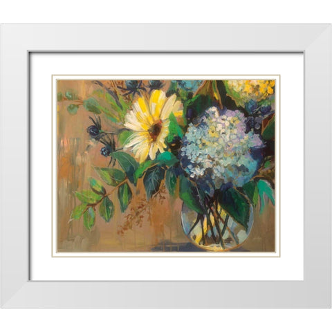 Glass Floral White Modern Wood Framed Art Print with Double Matting by Vertentes, Jeanette