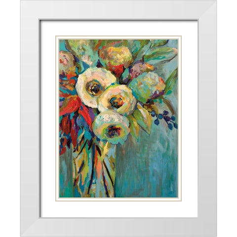 Mod Floral White Modern Wood Framed Art Print with Double Matting by Vertentes, Jeanette