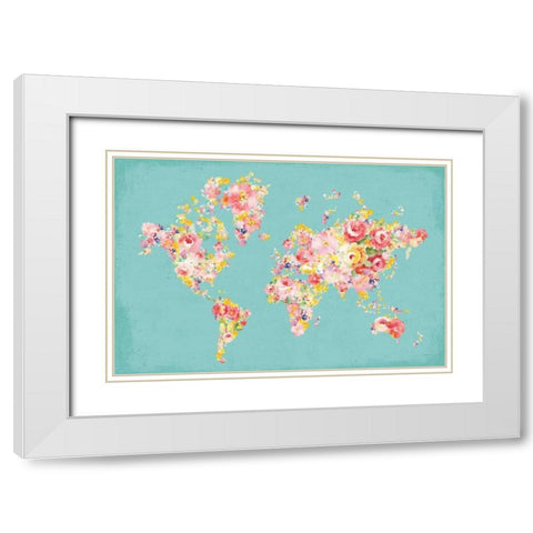 Midsummer World Turquoise White Modern Wood Framed Art Print with Double Matting by Nai, Danhui