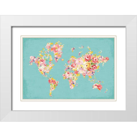 Midsummer World Turquoise White Modern Wood Framed Art Print with Double Matting by Nai, Danhui