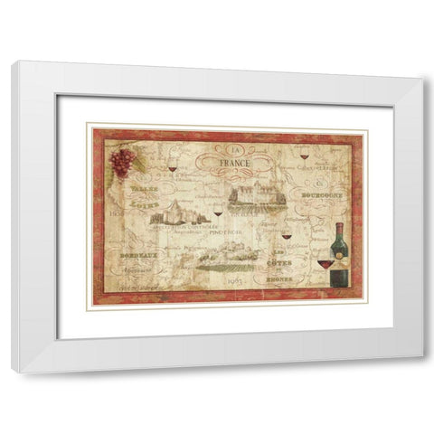 Wine Map White Modern Wood Framed Art Print with Double Matting by Brissonnet, Daphne