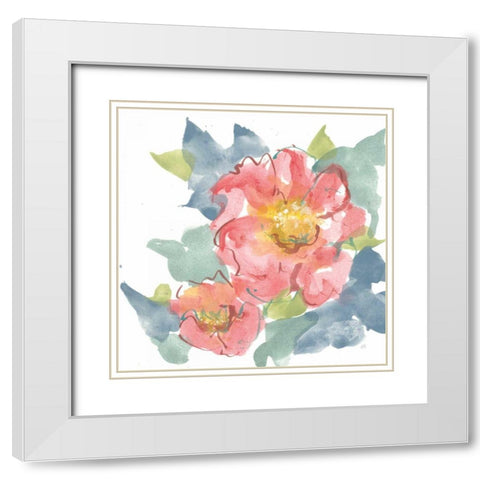 Peony in the Pink II on White White Modern Wood Framed Art Print with Double Matting by Paschke, Chris