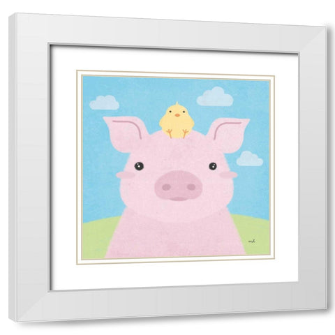 Barn Buddies II White Modern Wood Framed Art Print with Double Matting by Hershey, Moira