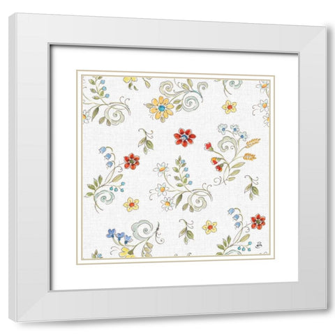 Morning Bloom Pattern IIA White Modern Wood Framed Art Print with Double Matting by Brissonnet, Daphne