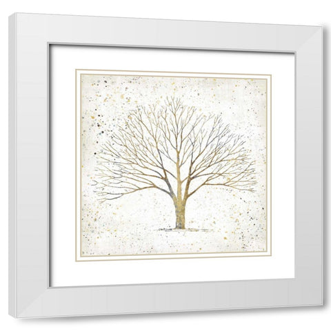 Solitary Tree Gold White Modern Wood Framed Art Print with Double Matting by Tillmon, Avery