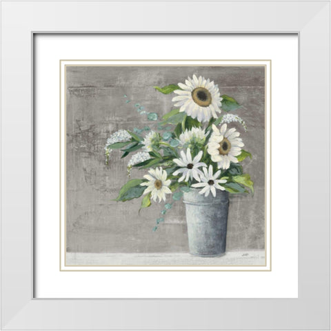 Late Summer Bouquet II Rustic White Modern Wood Framed Art Print with Double Matting by Purinton, Julia