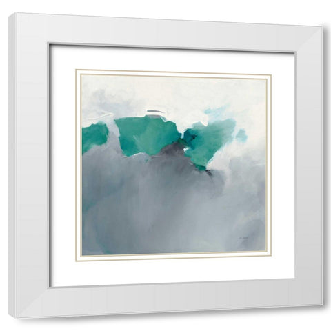 Dark to Light Peacock White Modern Wood Framed Art Print with Double Matting by Schick, Mike