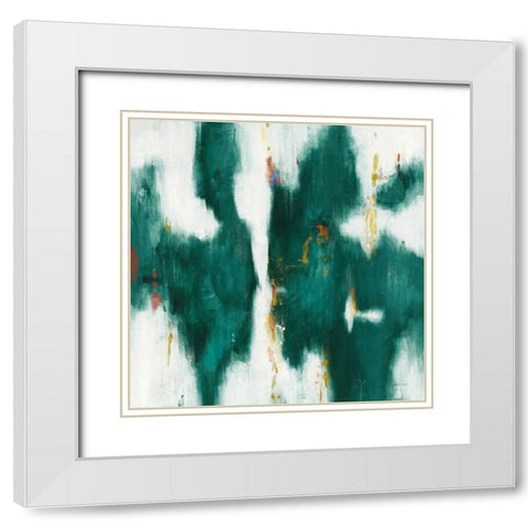 Green Texture I White Modern Wood Framed Art Print with Double Matting by Nai, Danhui