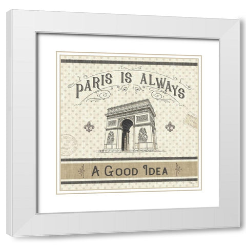 Paris Farmhouse IV White Modern Wood Framed Art Print with Double Matting by Pela Studio