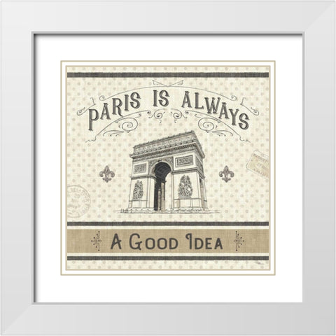 Paris Farmhouse IV White Modern Wood Framed Art Print with Double Matting by Pela Studio