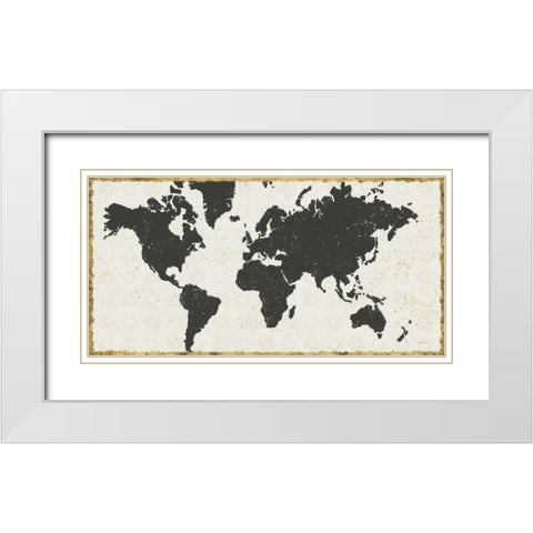 Kami Map No Patterns White Modern Wood Framed Art Print with Double Matting by Lovell, Kathrine