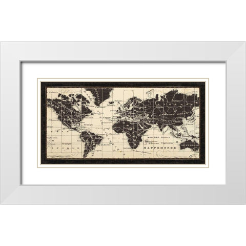 Old World Map Parchment White Modern Wood Framed Art Print with Double Matting by Pela Studio