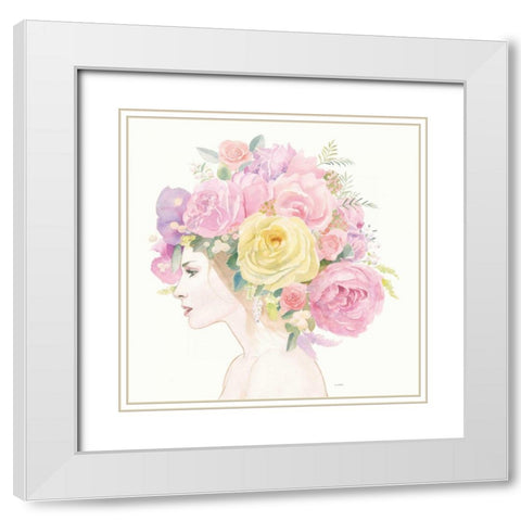 Flowers in her Hair White Modern Wood Framed Art Print with Double Matting by Wiens, James