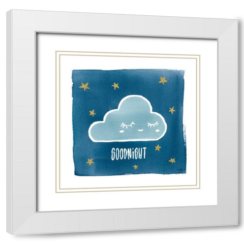 Night Sky Goodnight White Modern Wood Framed Art Print with Double Matting by Hershey, Moira