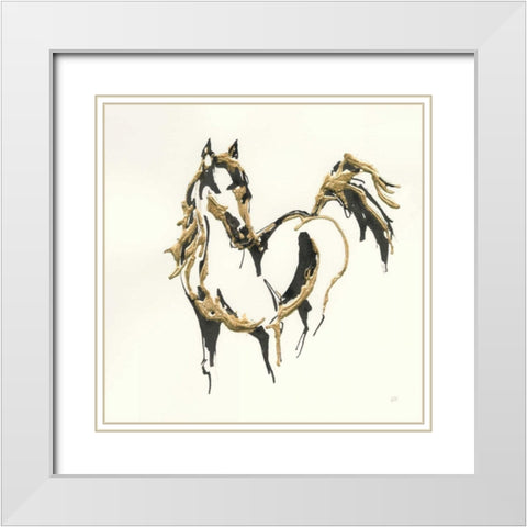 Golden Horse VII White Modern Wood Framed Art Print with Double Matting by Paschke, Chris