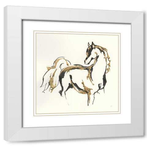 Golden Horse VIII White Modern Wood Framed Art Print with Double Matting by Paschke, Chris