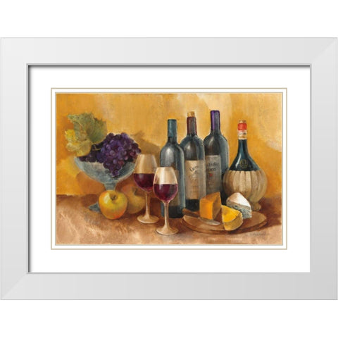 Wine and Fruit I v2 White Modern Wood Framed Art Print with Double Matting by Hristova, Albena