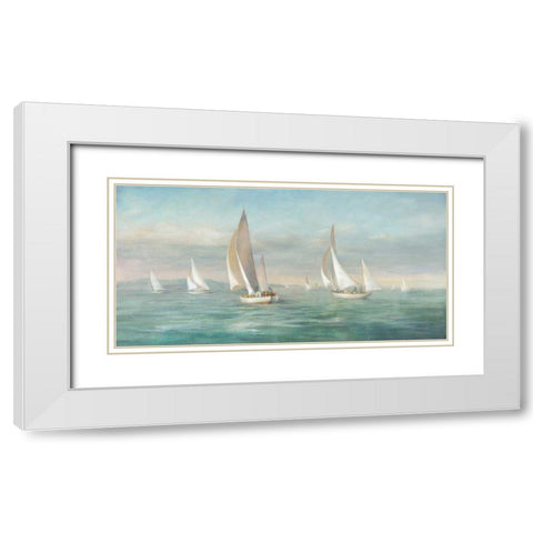 Weekend Sail White Modern Wood Framed Art Print with Double Matting by Nai, Danhui