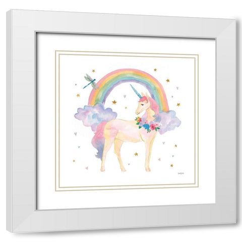 Magical Friends I Dragonfly White Modern Wood Framed Art Print with Double Matting by Jackson, Jenaya