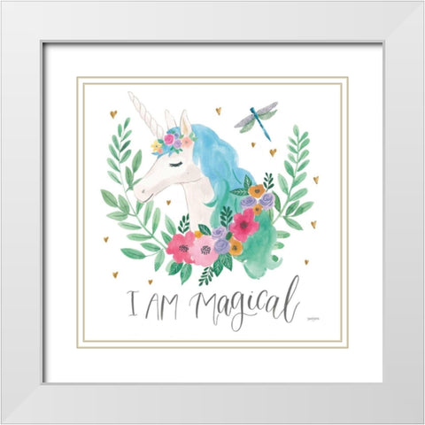 Magical Friends IV Dragonfly White Modern Wood Framed Art Print with Double Matting by Jackson, Jenaya