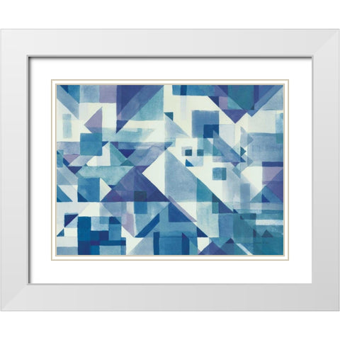Try Angles I Blue White Modern Wood Framed Art Print with Double Matting by Nai, Danhui