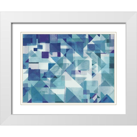 Try Angles II Blue White Modern Wood Framed Art Print with Double Matting by Nai, Danhui