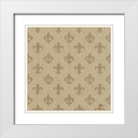 Paris Farmhouse Pattern IIIF White Modern Wood Framed Art Print with Double Matting by Pela Studio