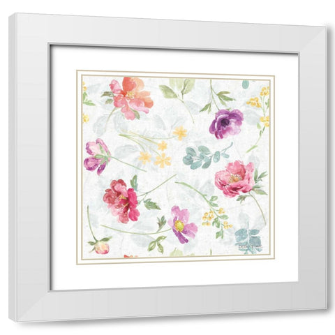 Springtime Bloom Pattern I White Modern Wood Framed Art Print with Double Matting by Grove, Beth