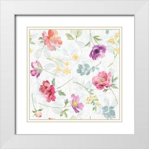 Springtime Bloom Pattern I White Modern Wood Framed Art Print with Double Matting by Grove, Beth