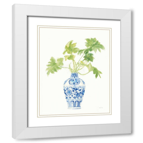 Palm Chinoiserie White III White Modern Wood Framed Art Print with Double Matting by Nai, Danhui