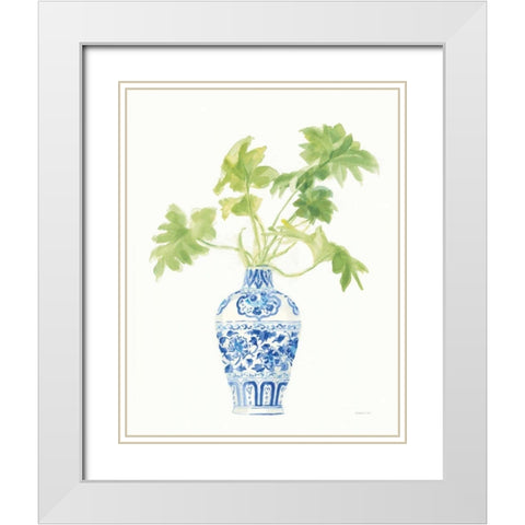 Palm Chinoiserie White III White Modern Wood Framed Art Print with Double Matting by Nai, Danhui