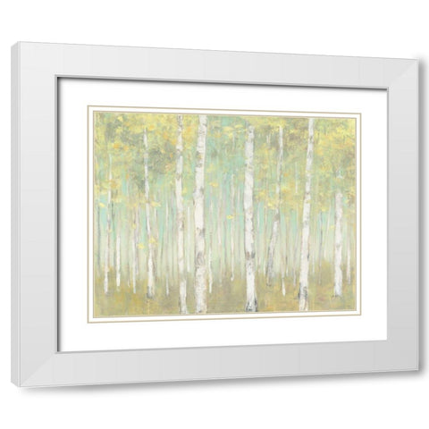 Sylvan Birches White Modern Wood Framed Art Print with Double Matting by Purinton, Julia