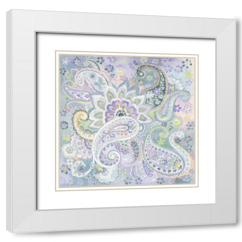 Paisley Dream White Modern Wood Framed Art Print with Double Matting by Nai, Danhui