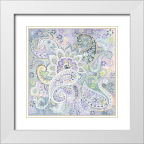 Paisley Dream White Modern Wood Framed Art Print with Double Matting by Nai, Danhui