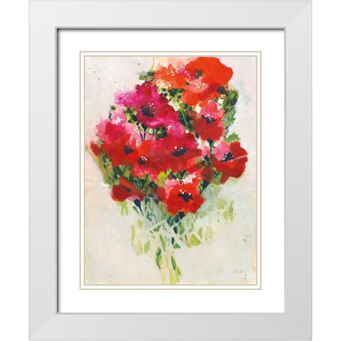 Poppy Bouquet White Modern Wood Framed Art Print with Double Matting by Griggs, Jan