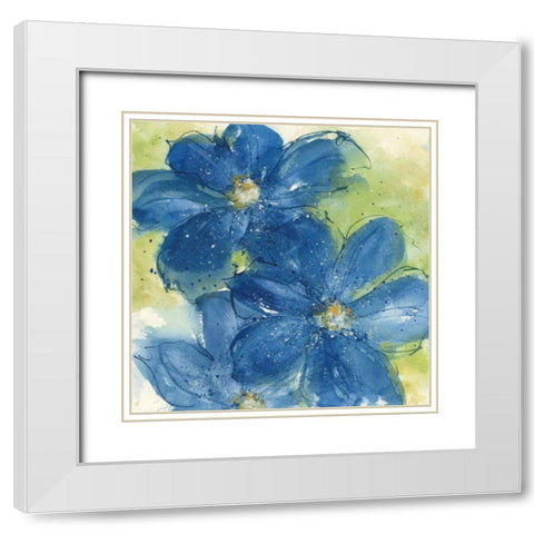 Starlight Clematis I White Modern Wood Framed Art Print with Double Matting by Paschke, Chris